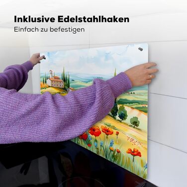 Фартух для плити, кухонний фартух, вініл, 78x52 см, декор для кухні, облицювання стіни, кришка для плити - сіро-чорна (квітковий пейзаж, 52Д x 65Ш см)