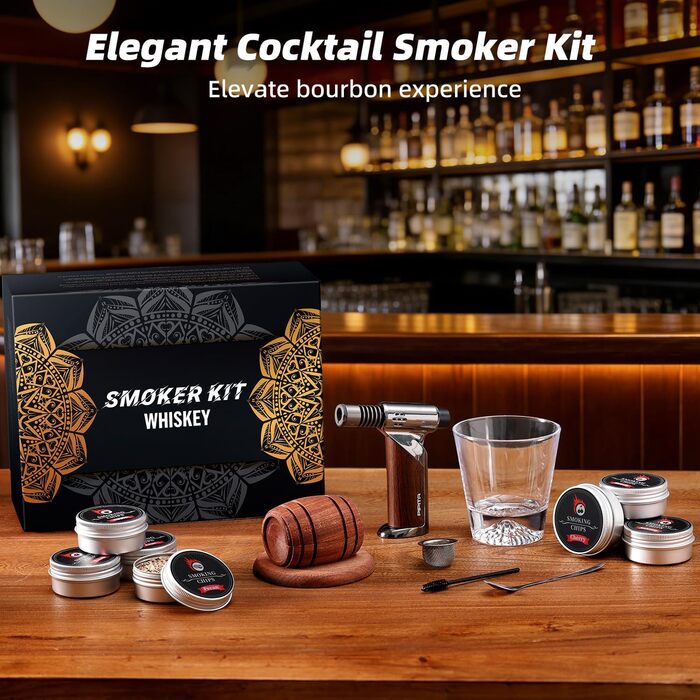 Набор для копчения коктейлей с факелом из 8 вкусов древесных чипсов PIPITA