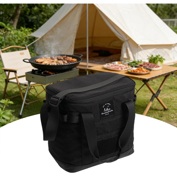 Дорожня сумка, сумка-реклама, зручна, багатофункціональна, термосумка для гарячої та холодної їжі, ідеально підходить для каякінгу, пікніків, офісних поїздок, кемпінгу, чорна