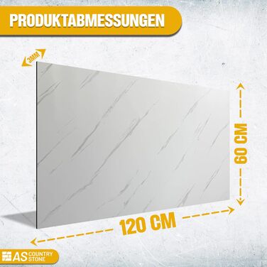 Стінові панелі AS Country Stone під мармур 60x120 см ПВХ-облицювання стіни з пластикових панелей для кухні, ванної кімнати тощо Панель кухонного фартуха (4 шт., колір Ice Berg White)