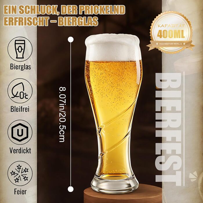 Набор из 6 пивных бокалов 400 мл TOLASTO