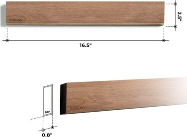 См) Магнітний тримач для ножів для стіни Потужний магнітний тримач для ножів з дерева акації Тримач для кухонних ножів та інструментів - Темна деревина акації 42 см Деревина акації, 16,5 (42