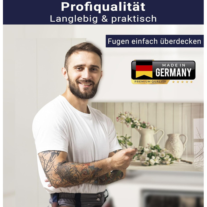 Кухонний фартух timalo зі скляним виглядом Акрилове скло 2 мм Бризкозахисна стіна для плити, скляний фартух, акрилова скляна настінна панель, захисна панель для фартуха Бетонно-блакитно-сірий (140x50 см, 212- Ваза для квітів)