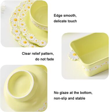 Керамічна миска для подачі з ромашками WAYUTO