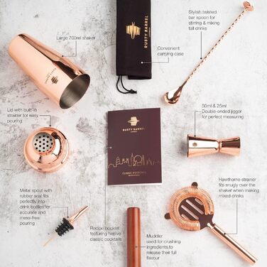 Набір для приготування коктейлів рожеве золото Rusty Barrel