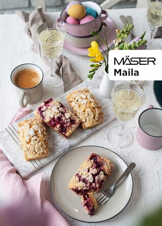 Набор посуды Mser, керамогранит Maila розовый/серый/синий/зеленый, набор на 4 персоны зеленый, синий, розовый, серый
