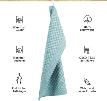 Кухонні рушники бавовняні 50 x 70 см, набір 5 предметів, м'ятно-зелені Blumtal