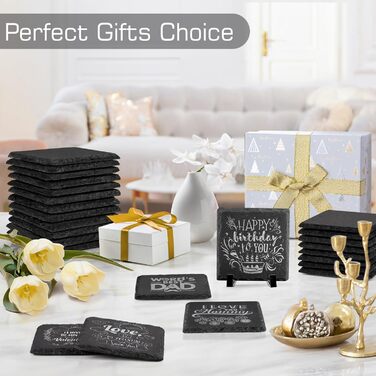 Набір підставок для напоїв із натурального чорного сланцю 12 шт WEWINK PLUS