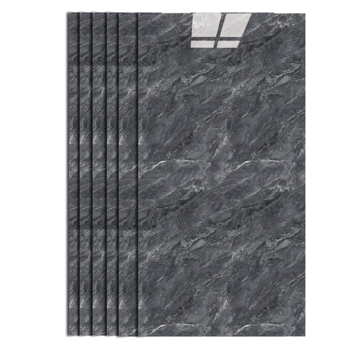 Клейка плитка, мармуровий дизайн, 10 шт. - 60 см x 30 см, 3D наклейки на плитку, самоклеючі, кухонний фартух (темно-сірий)