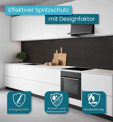 Самоклеючий кухонний фартух - матовий, жорстка бризкозахисна плівка як доступна альтернатива склу, легке встановлення та очищення - висота 60 см - Дизайн Чорна кам&39яна стіна 80 x 60 см Чорна кам&39яна стіна Ш 80 см x В 60 см, преміум-якість, жорсткість 