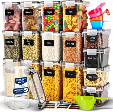 Набор из 16 контейнеров для хранения, прозрачный/черный Deco haus