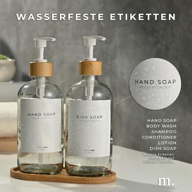 Диспенсер для мила 500 мл, набір 2 предмети на бамбуковій підставці, прозоре скло MaisoNovo