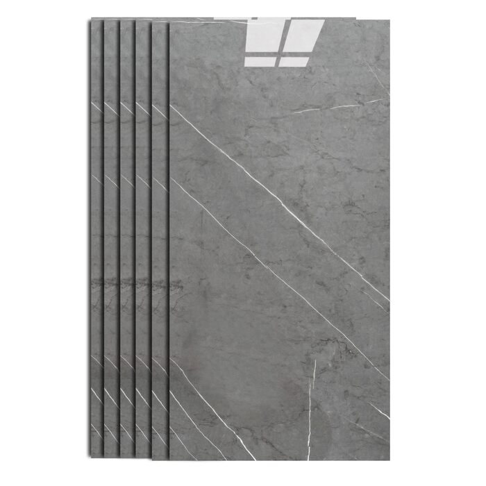Самоклеюча плитка, мармуровий дизайн, 10 шт. - 60 см x 30 см, 3D наклейки на плитку, самоклеючі, кухонний фартух (сірий)