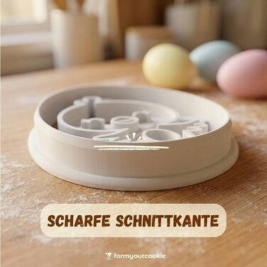 Набір із 3 формочок для пасхального печива, смугастий візерунок у вигляді пасхального яйця, кролик, 2 в 1 зі штампом, 5 x 4 см, можна мити в посудомийній машині, екологічно чистий, стійкий до іржі (пасхальне яйце у формі курчати (7x5 см))