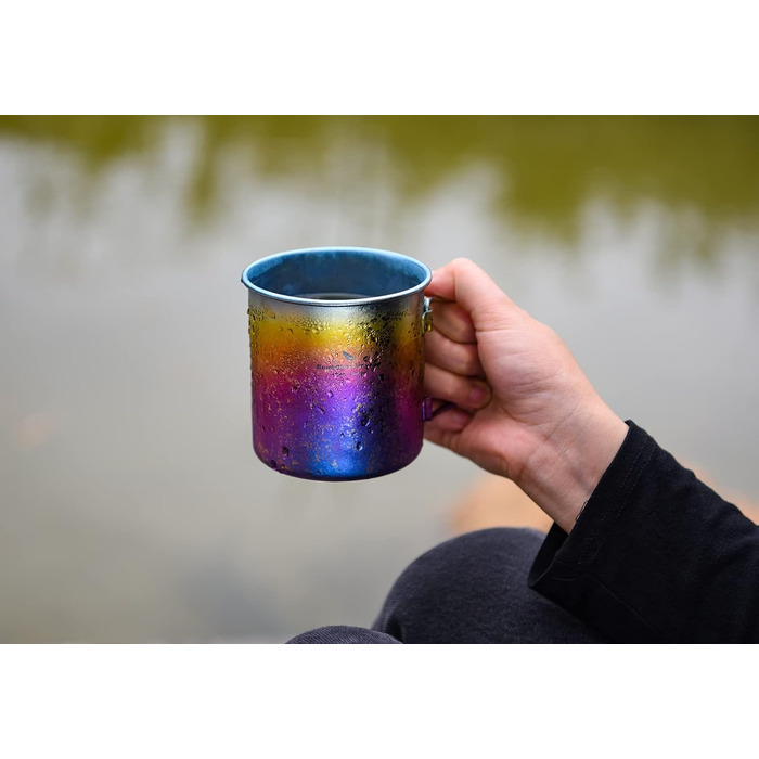 Титанова кружка з кришкою для кемпінгу 450 мл градієнт iBasingo