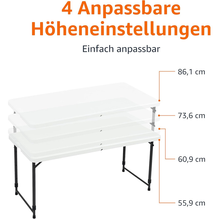 Складной стол 121,4 x 60,7 x 86,1 см белый Amazon Basics