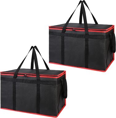 Складні, ізольовані сумки-холодильники з шарами, чудово зберігають тепло для кемпінгу та пікніків, водонепроникна сумка-холодильник, чорно-червоні, 2