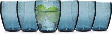 Набір склянок для пиття Singer Набір скляних склянок Porto з 6 предметів для 6 осіб, склянка для води, різнокольорова, унікальна нарізка, повсякденний, сімейна вечеря, офіс, набір склянок для соку на відкритому повітрі 310 мл (London Blue 6 шт.)
