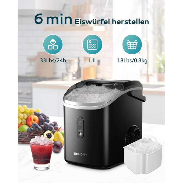 Льодогенератор виготовлення за 6 хвилин 120 Вт EUHOMY
