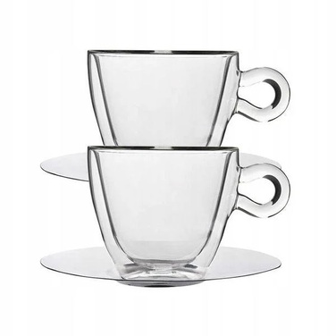 Набор для капучино 2 чашки 0,165 л с блюдцами, 4 предмета, Thermic Glass Luigi Bormioli