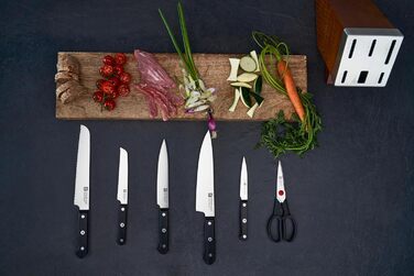 Набір з 5 ножів з ножицями та заточуючим блоком коричневий Gourmet Zwilling