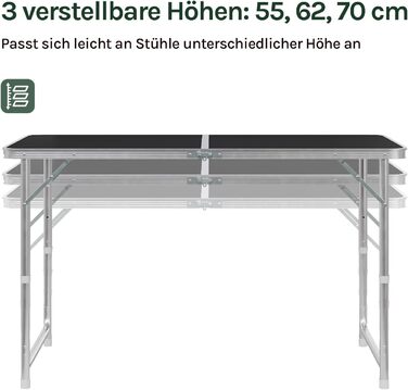 Кемпинговый стол 120x60 см черный WOLTU