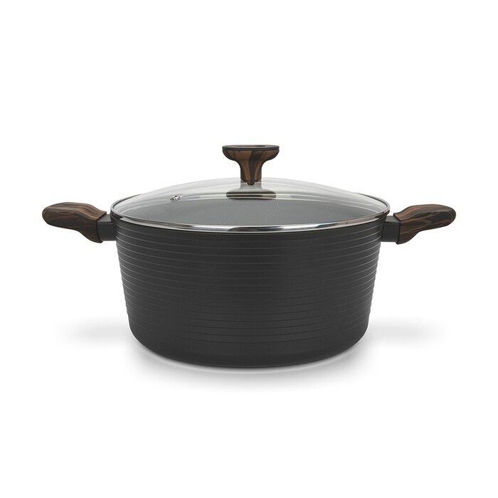 Кастрюля Fissman 28x13,5 см/7,1 л CUISINE со стеклянной крышкой алюминий с антипригарным покрытием (14594)