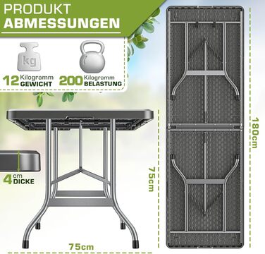 Складной стол 180x75 см tillvex