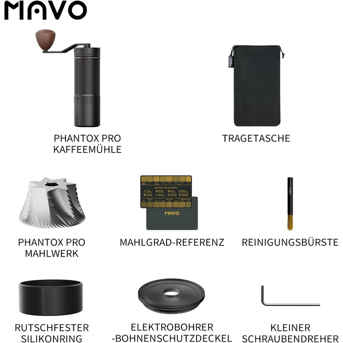 Професійна ручна кавомолка з нержавіючої сталі MAVO