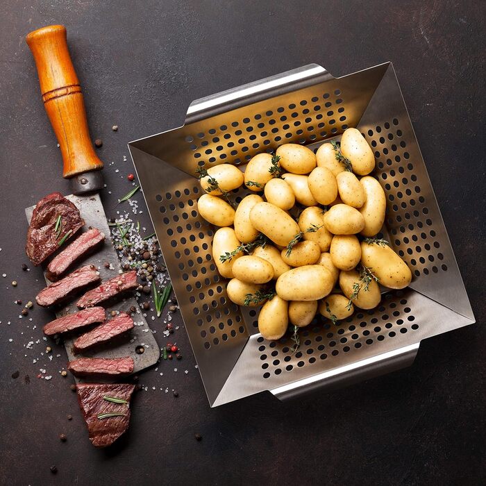 Кошик для гриля 29,5 x 29,5 x 6 см, нержавіюча сталь Blumtal