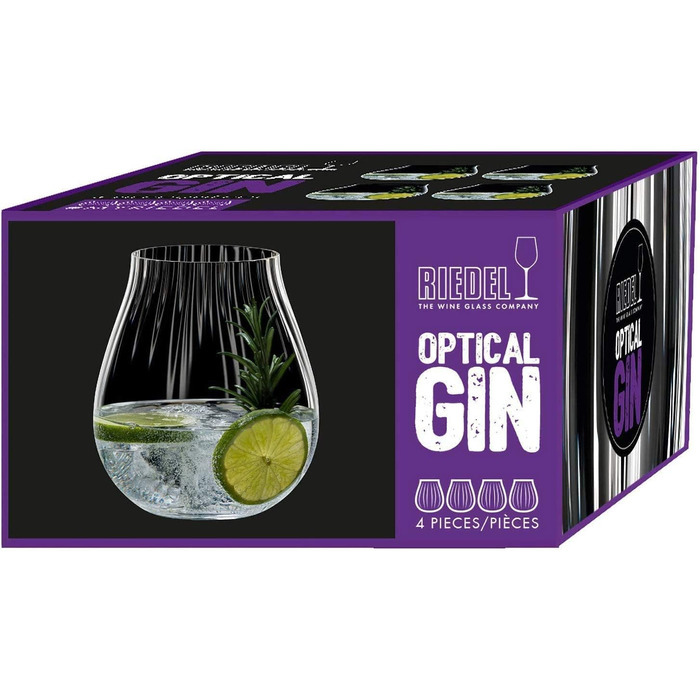 Набор бокалов для джин-тоника 0,76 л, 4 предмета с набором трубочек для питья, Gin Set Optic Riedel