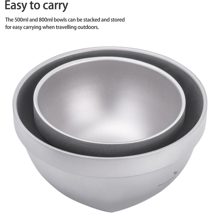 Набор титановых лоханок с двойными стенками 500 и 800 мл Boundless Voyage