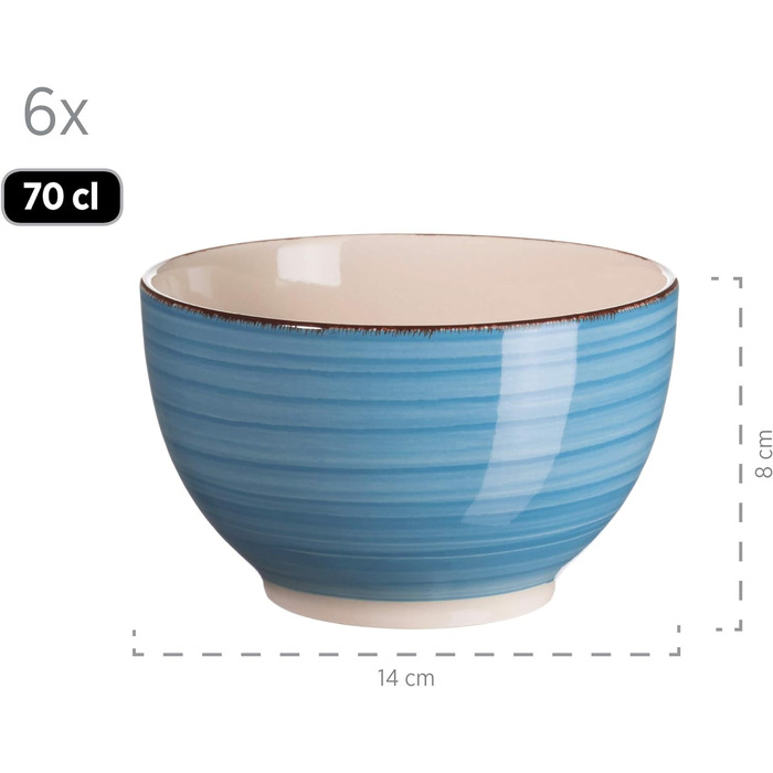 Набор винтажной посуды из 30 предметов на 6 персон, керамический сервиз с ручной росписью, керамогранит, (синий)