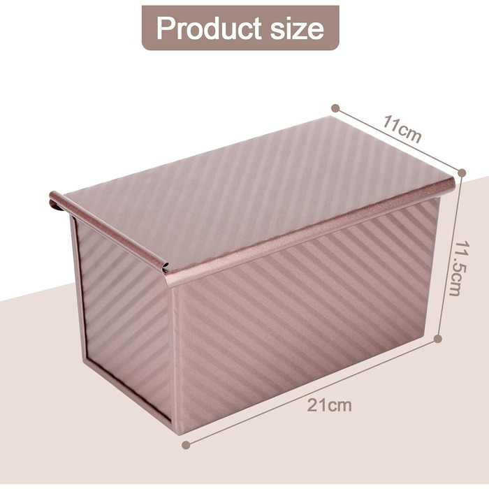 Форма для выпечки тостов с крышкой 21,3 x 11 x 11,5 см, розовое золото Farerkass