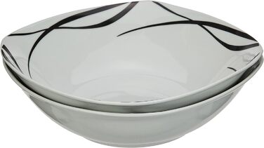Набор тарелок из фарфора на 6 персон из 12 предметов, классический сервиз, неподвластный времени, элегантный, черно-белый (набор мисок из 2 шт.), 920673 series Oslo