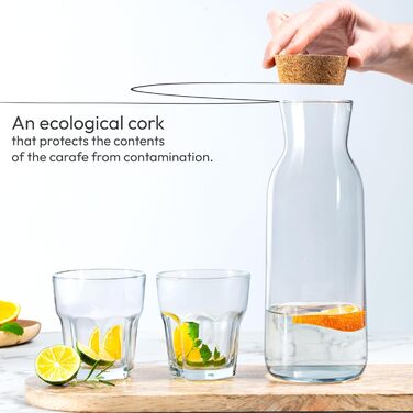 Скляний графин 1 л з кришкою 3 шт KONZEPT