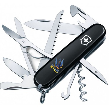 Ніж Victorinox Huntsman Ukraine 91мм/15функ/чорн /Тризуб-Ластівка + Слава Україні