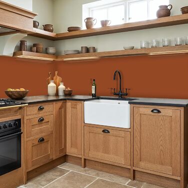 Кухонний фартух 60x250 см, самоклеючий фартух, кухонний фартух, кухонний фасад, самоклеючі кухонні фартухи - Осінь (Теракота - Коричневий, 60 x 400 см)