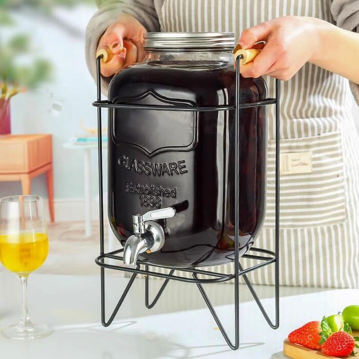 Стеклянный диспенсер с краном 4 л Hiziwimi