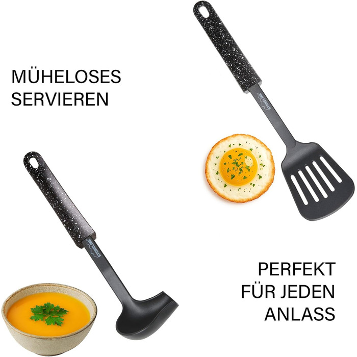 Набір кухонного начиння, 9 предметів, чорний STONELINE