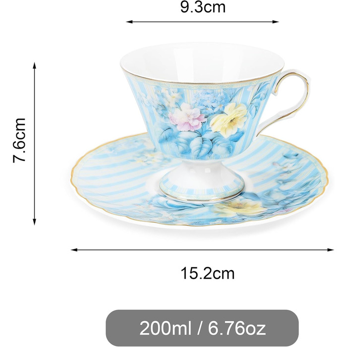 Чашка и блюдце 170 мл синяя гортензия fanquare