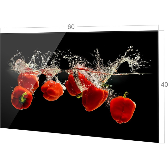 Скляний кухонний фартух GRAZDesign 4 мм Декоративний скляний фартух з квітковим мотивом Кухонний фартух сірого кольору - (паприка, 60x40 см)