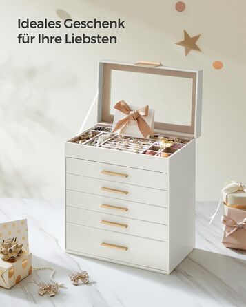 Органайзер для ювелірних виробів 6-рівневий, хмарно-білий SONGMICS