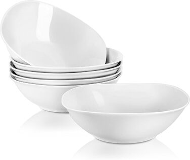 Серія Elisa, 12-предметний кавовий набір з кремового порцеляни, кавові чашки та блюдця на 6 осіб для кави, чаю, десертів (білий, миска для пластівців (12 шт.))