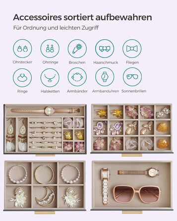 Органайзер для ювелірних виробів 4-рівневий темно-сірий SONGMICS