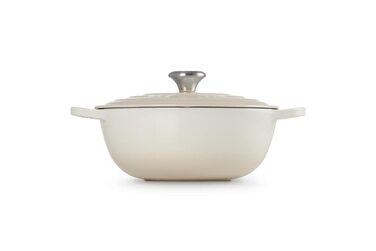 Чавунна каструля Le Creuset Signature La Marmite, 26 см, 4,1 л, колір Meringue (для всіх типів плит, включаючи індукційні)