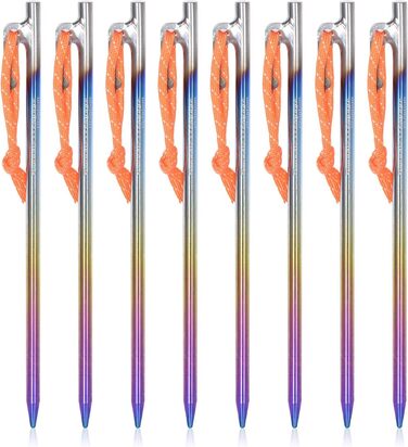 Кілочки з титанового сплаву 7 мм Міцні цвяхи для намету Барвисті шліфовані цвяхи Міцні кемпінгові шпильки Садові кілки Кілочки для кемпінгу Тент Туристичний брезент 20 см/24 см/30 см/35 см/40 см 6/8 шт. /лот Ti4013P (24 см 8 шт. /лот Ti4013PM)