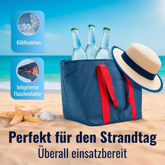 Сумка-холодильник Achilles, сумка для відпочинку з відділеннями для пляшок, сумка-холодильник, пляжна сумка, сумка для покупок, 55x25x32 см, червона