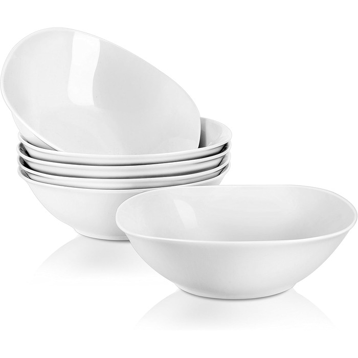 Серія Elisa, 12-предметний кавовий набір з кремового порцеляни, кавові чашки та блюдця на 6 осіб для кави, чаю, десертів (білий, миска для пластівців (12 шт.))