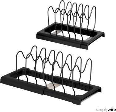 Тримач для посуду розсувний, набір 2 предмети, чорний Simplywire